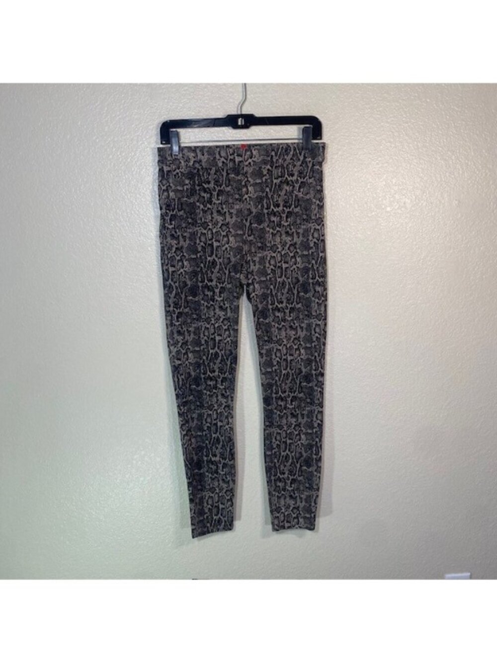 SPANX Jean-ish Ankle Leggings Jeggings Taupe Black Snakeskin Print Size Medium